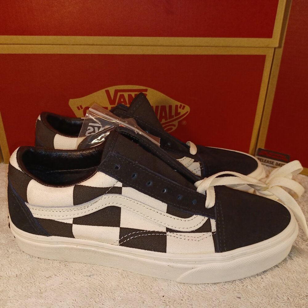 Vans Men's 4/Women's 5.5 Old Skool Oversize Check Checkerboard Black White